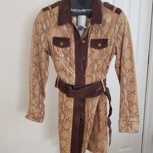 The Find 3/4 Length Leather Snake Print Jacket